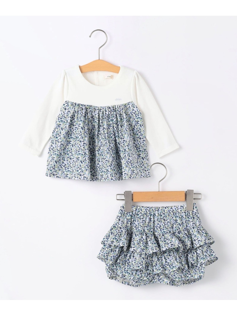 SHIPS KIDS SHIPS KIDS:70~80cm / フラワー フリル セット ロンパース シップス マタニティウェア・ベビー用品 ロンパース・カバーオール ピンク ブルー【送料無料】｜ Fashion Kids
