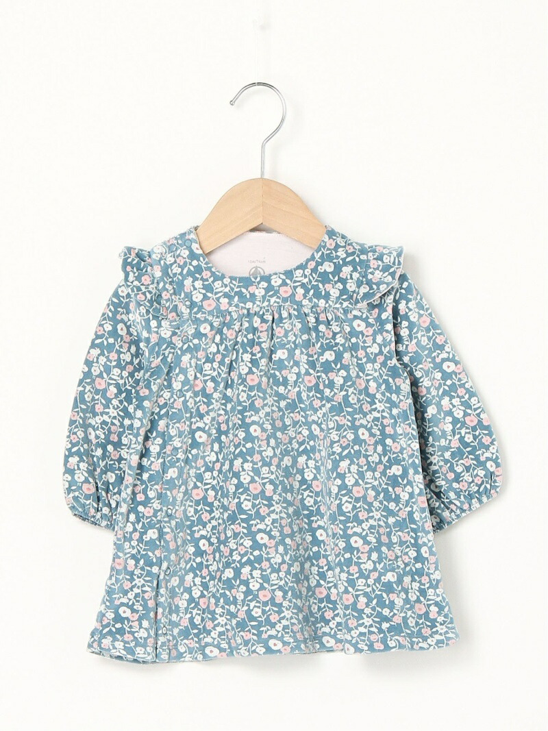 人気ブランド Petit Bateau K ベロアプリント長袖ワンピース プチバトー カットソー キッズカットソー グリーン 即日出荷 Tulipsgroup Nl