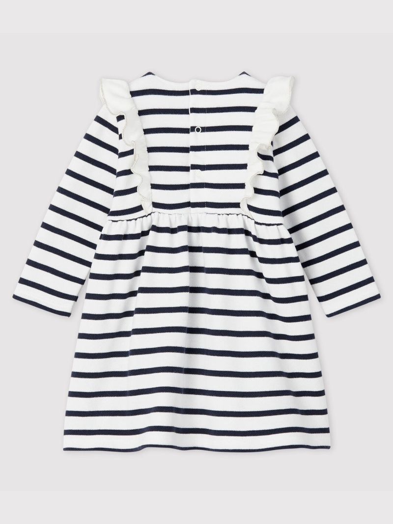 新品即決 Petit Bateau K マリニエールスウェットワンピース プチバトー ワンピース キッズワンピース ホワイト 送料無料 正規品 Bilisim Io