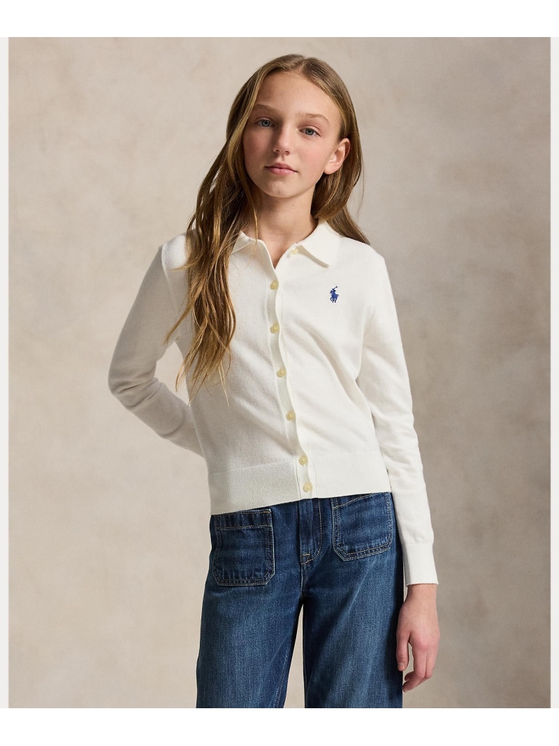 POLO RALPH LAUREN (ガールズ 7才~16才)コームド 綿織物 ポロ ジレー ラルフローレン トップス ジレー 白いこと【貨物輸送無料】