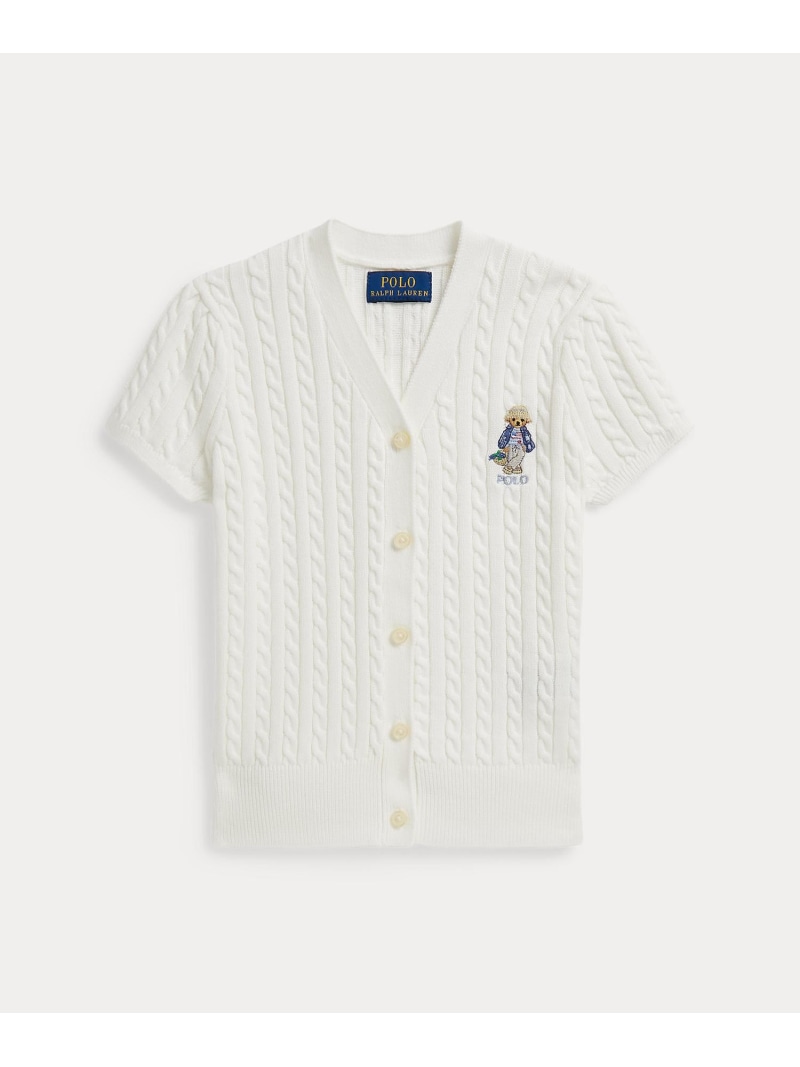 POLO RALPH LAUREN (ガールズ 2才~6才)Polo ベア 有線テレビ 綿織物 V素っ首 ジレー ラルフローレン トップス ジレー 白いこと【貨物輸送無料】