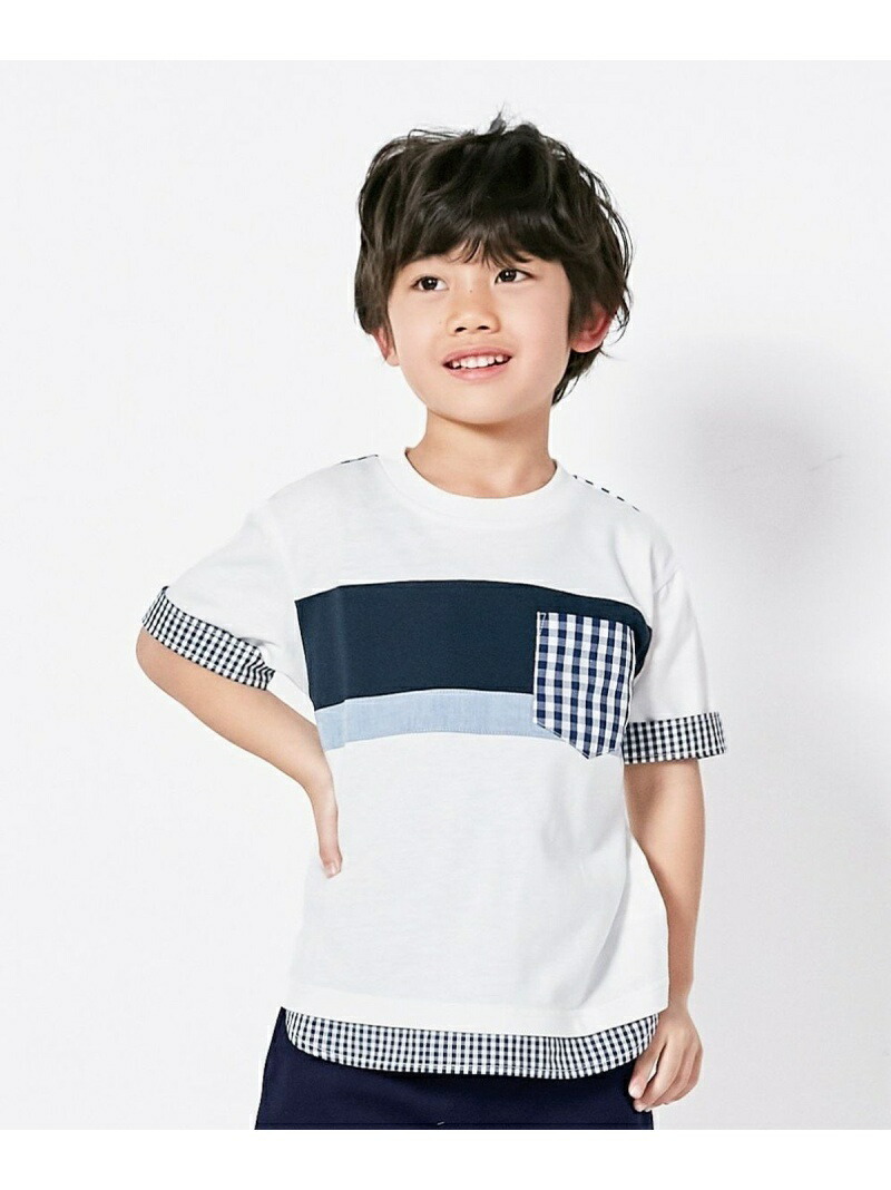 Comme Ca Ism Tシャツ ギンガムチェック使い