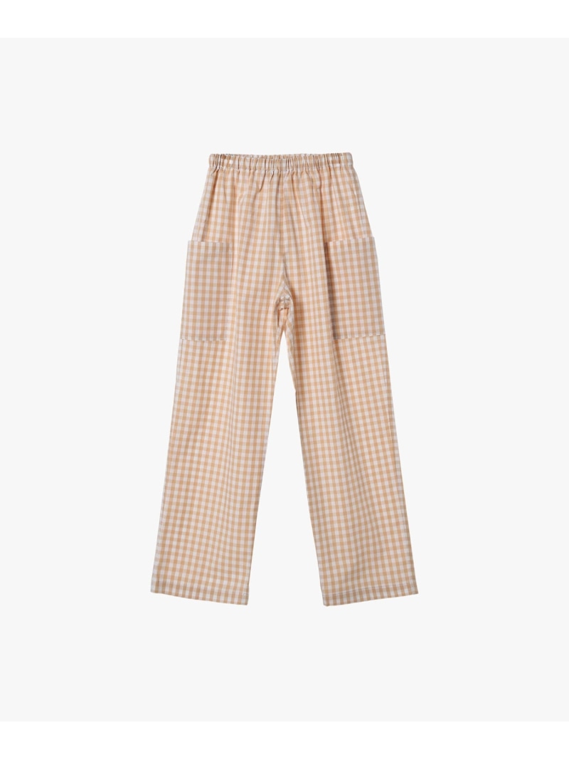 agnes b. ENFANT キッズ ギンガムチェック コットン フルレングス パンツ \