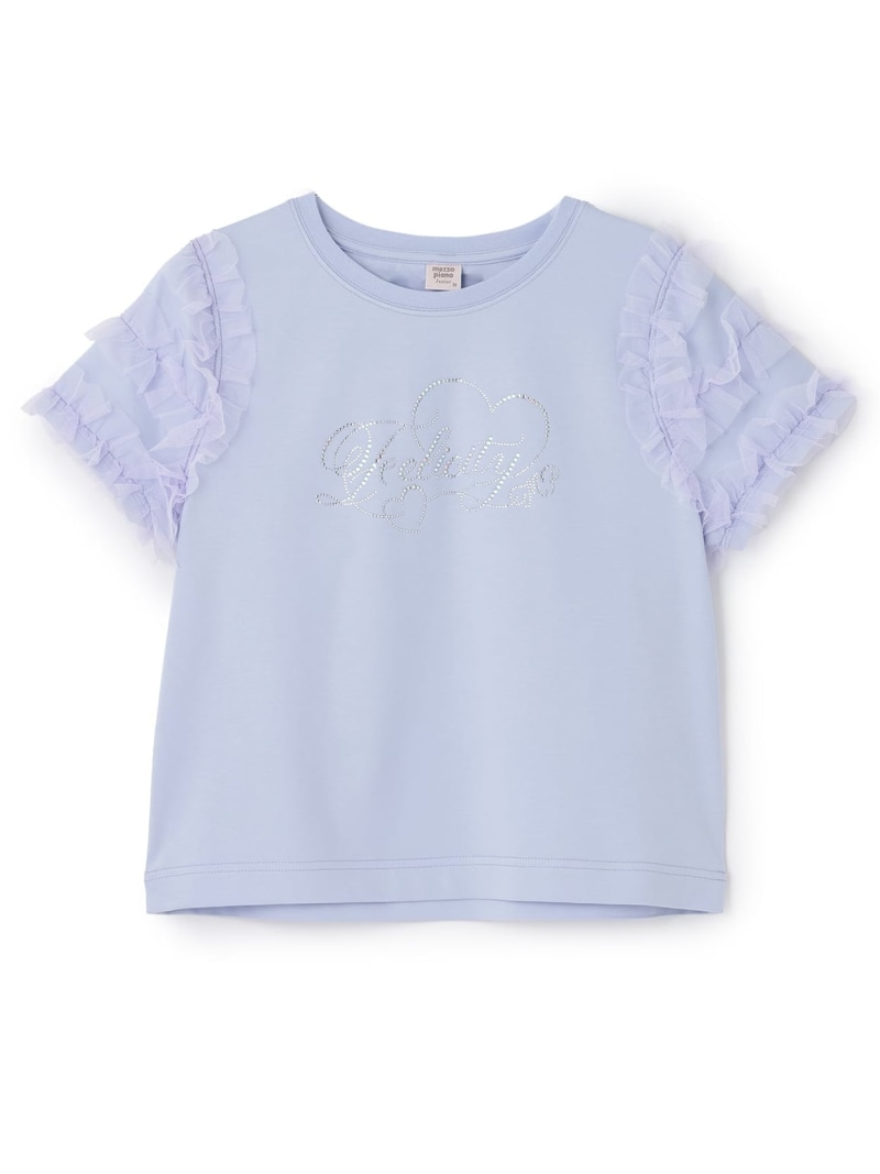 【SALE／30%OFF】mezzo piano Junior 【人気商品再入荷】【直営店で取り扱い無し】袖チュールフリル半袖Tシャツ ナルミヤオンライン トップス カットソー・Tシャツ ホワイト パープル ピンク【RBA_E】【送料無料】