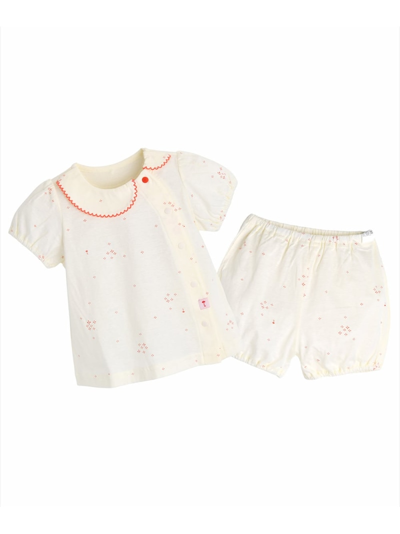 【SALE／50%OFF】moimoln 【セットアップ】キャンディ半袖トップス&パンツ モイモルン スーツ・フォーマル セットアップスーツ ホワイト【RBA_E】画像