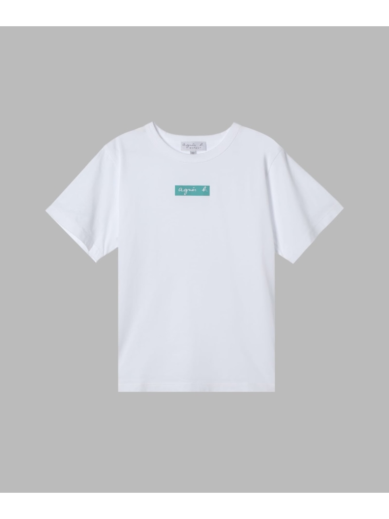 agnes b. ENFANT キッズ ボックスロゴ プリント コットン 半袖 Tシャツ \