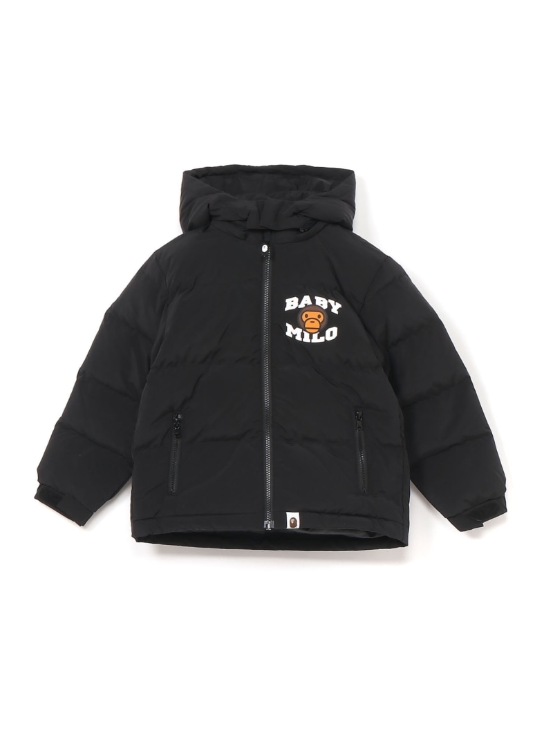 A BATHING APE BABY MILO ZIP HOODIE DOWN JACKET ア ベイシング エイプ ジャケット・アウター ダウンジャケット・ダウンベスト ブラック【送料無料】