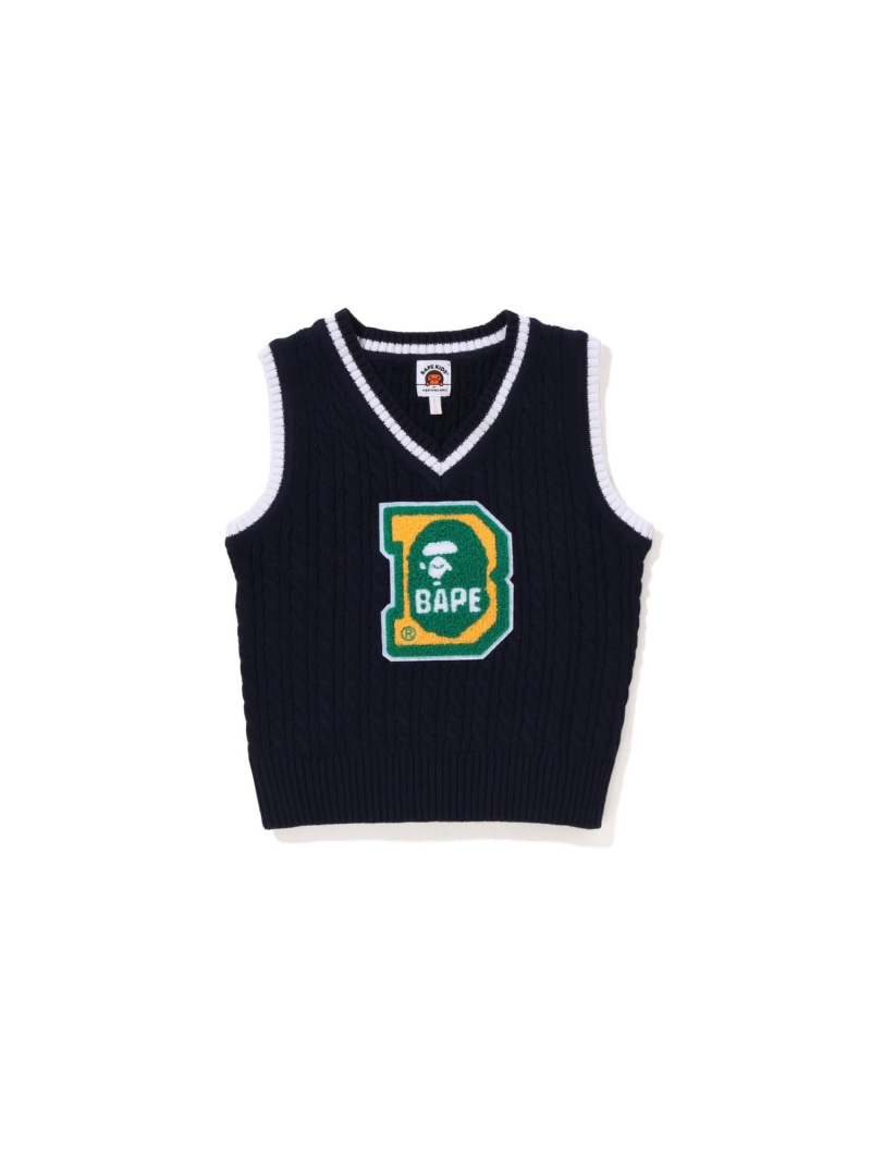 【SALE／50%OFF】A BATHING APE PIRATE STORE APE HEAD B PATCH CABLE KNIT VEST ア ベイシング エイプ パイレーツストア トップス 編み物 米国海軍 白いこと【RBA_E】【貨物輸送無料】