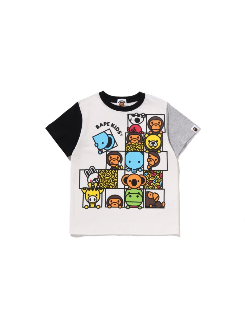A BATHING APE BABY MILO FRIENDS  BLOCK TEE ア ベイシング エイプ トップス カットソー・プルオーバー 黒いこと 米国海軍【貨物輸送無料】