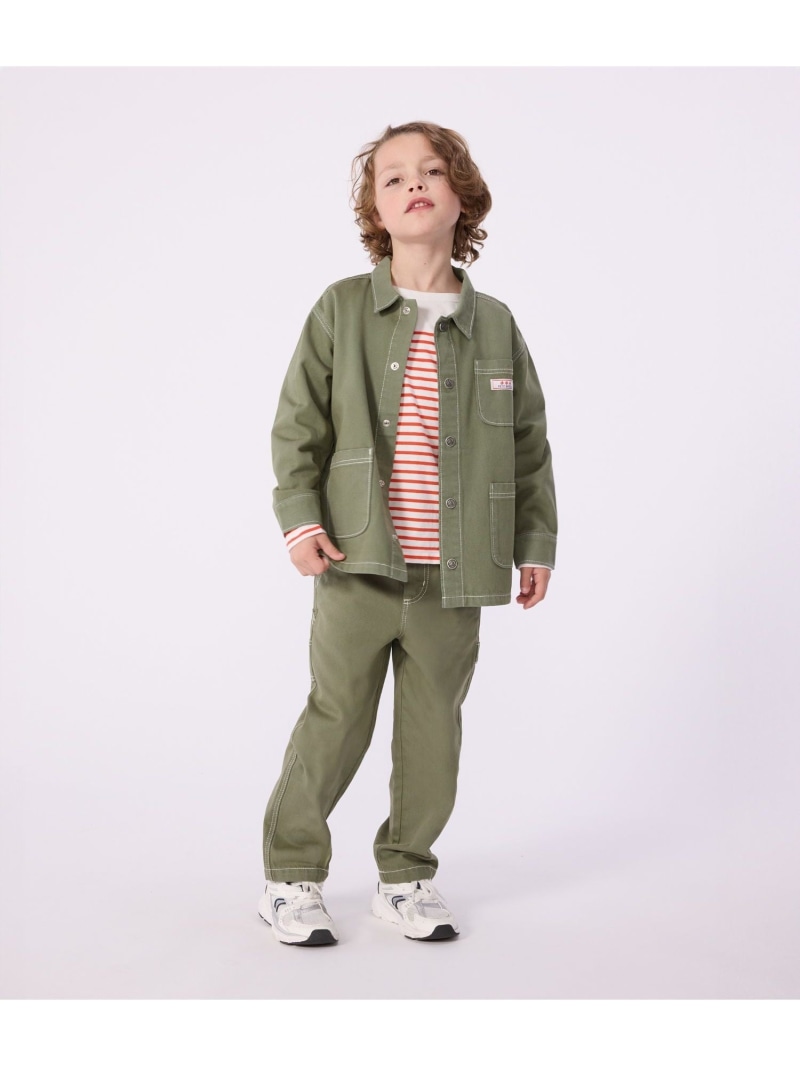 PETIT BATEAU コットンリヨセルジャケット プチバトー ジャケット・アウター 上衣・前掛け カーキ緑であること【貨物輸送無料】