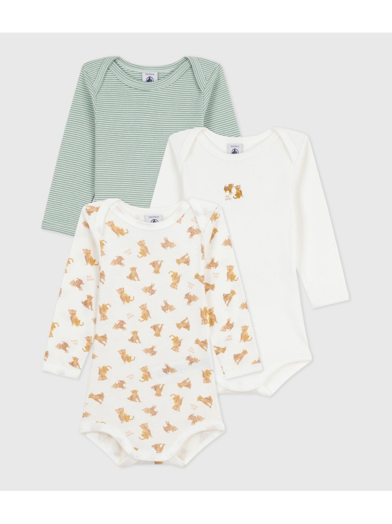 【SALE／10%OFF】PETIT BATEAU 長袖ボディ3枚組 プチバトー マタニティウェア・ベビー用品 ロンパース・カバーオール【RBA_E】【送料無料】
