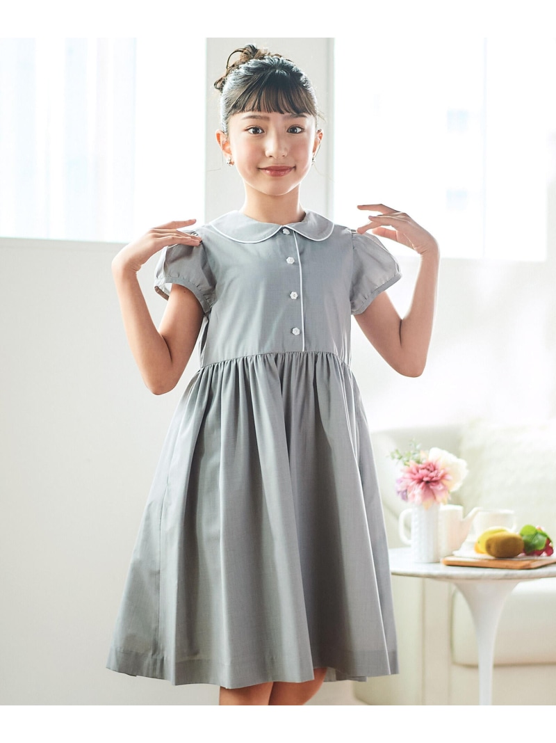 Tartine et Chocolat パイピングブロード襟付きワンピース(100~140cm) ベベ オンライン ストア ワンピース・ドレス ワンピース ネイビー グレー【送料無料】| Fashion Kids
