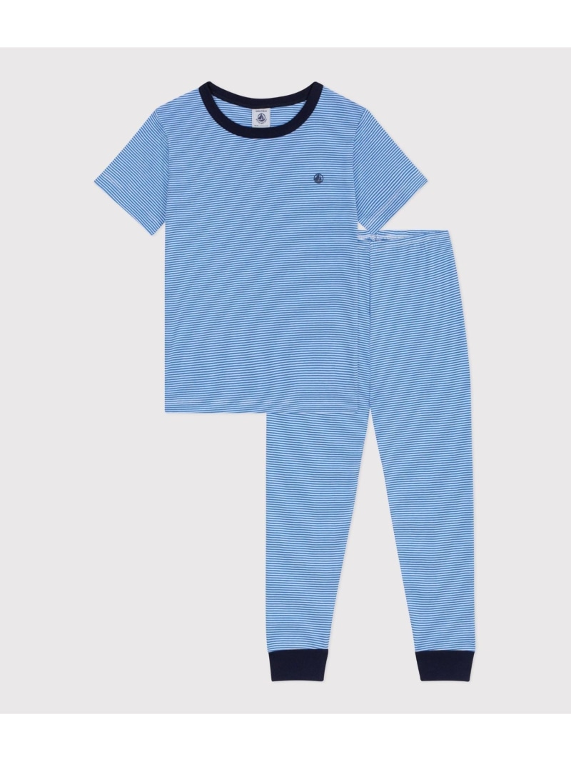 PETIT BATEAU ミラレ半袖長ズボンパジャマ プチバトー インナー・ルームウェア パジャマ ホワイト【送料無料】