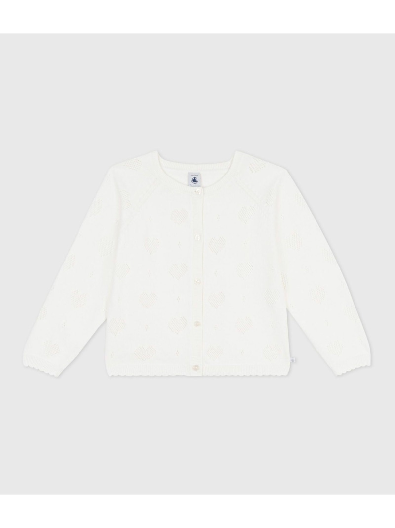 PETIT BATEAU ハート形編み編み物ジレー プチバトー トップス ジレー サクラ色 白いこと 黄色【貨物輸送無料】