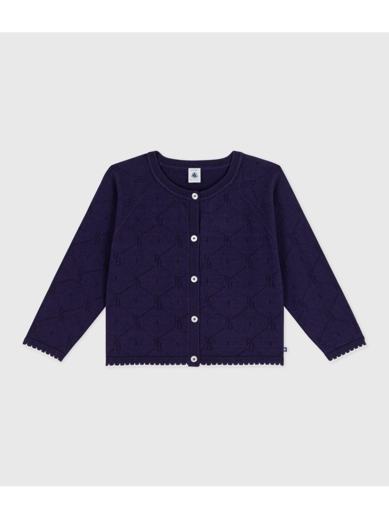 PETIT BATEAU 透かし編み編み物ジレー プチバトー トップス ジレー 青み【貨物輸送無料】