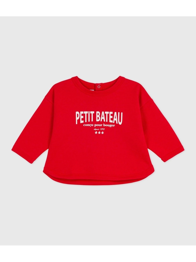 PETIT BATEAU プリントスウェットプルオーバー プチバトー トップス スウェット・トレーナー レッド【送料無料】