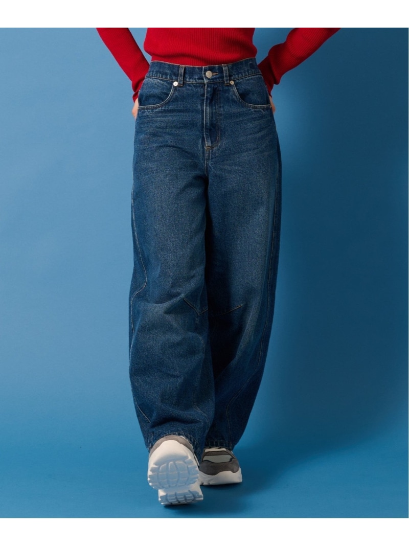 【SALE／50%OFF】pom ponette junior 【130cmあり】ベルトつきバレルシルエットパンツ ナルミヤオンライン パンツ ジーンズ・デニムパンツ ブルー【RBA_E】【送料無料】