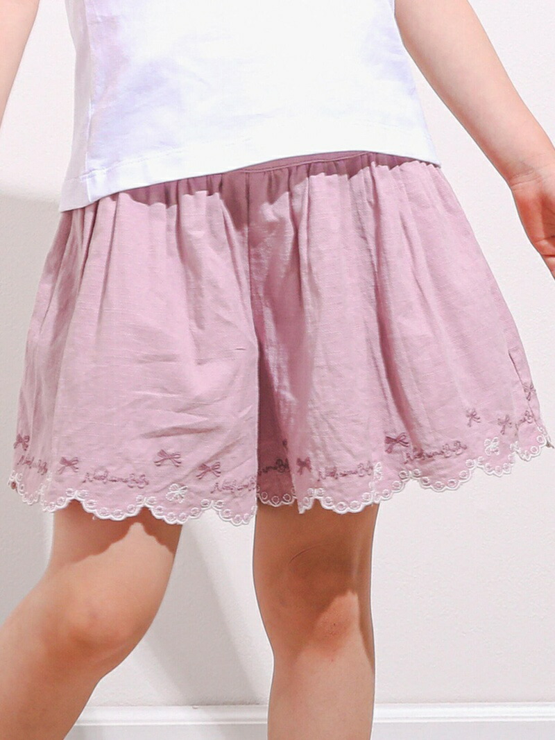 Noeil Aime ポケット 刺繍 90 130cm 裾 付き スカラップ Bebe ショートパンツ