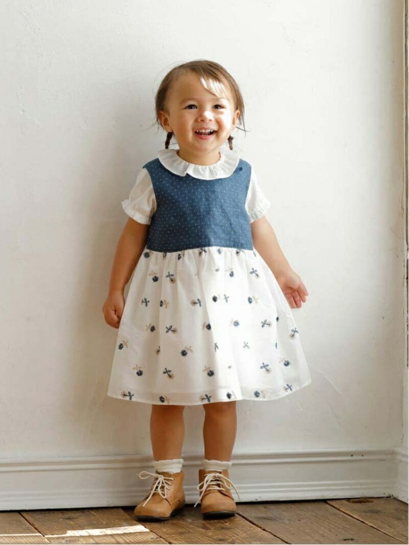 開店祝い Hoppetta Hoppetta K Dot Flower刺繍ドレス ディモワ ワンピース キッズワンピース ブルー Rakuten Fashion Kids 激安単価で Almaskamaras Hu