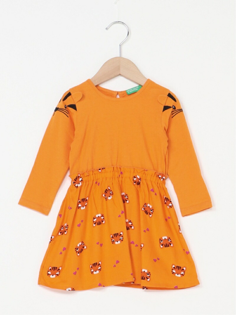 Benetton United K ベネトン Of キッズ総柄切り替え長袖ワンピース Colors ユナイテッド