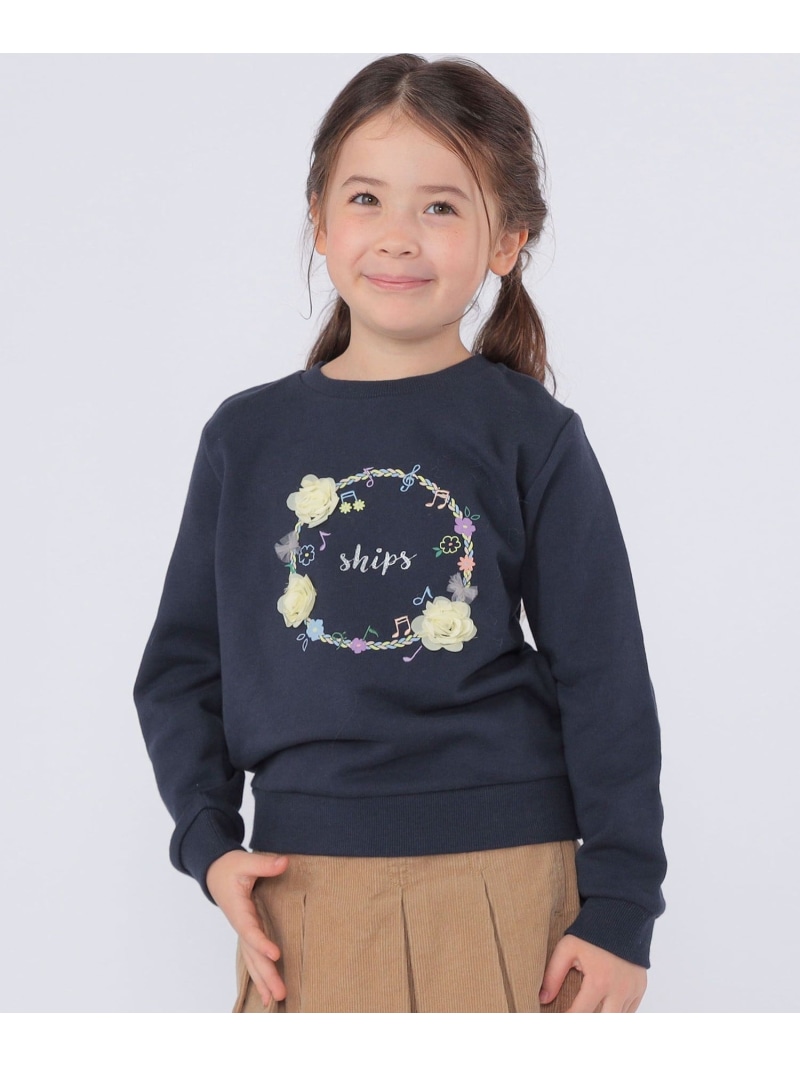 【SALE／40%OFF】SHIPS KIDS SHIPS KIDS:100~130cm /ミュージック フラワー スウェット シップス トップス スウェット・トレーナー ホワイト ネイビー【RBA_E】【送料無料】