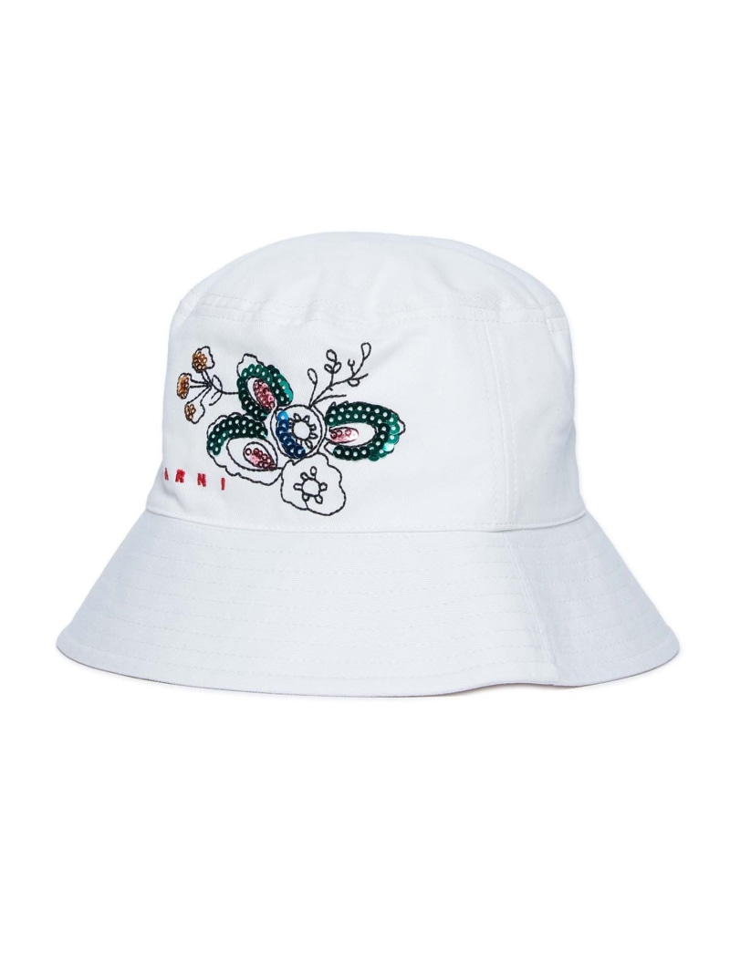 【SALE／53%OFF】MARNI MARNI マルニ Kids \u0026 Junior フラワーバケットハット シフォン 鳥打ち帽 かぶり笠 白いこと【RBA_E】【貨物輸送無料】