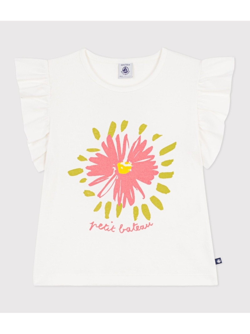 PETIT BATEAU フラワープリントTシャツ プチバトー トップス カットソー・Tシャツ ホワイト【送料無料】
