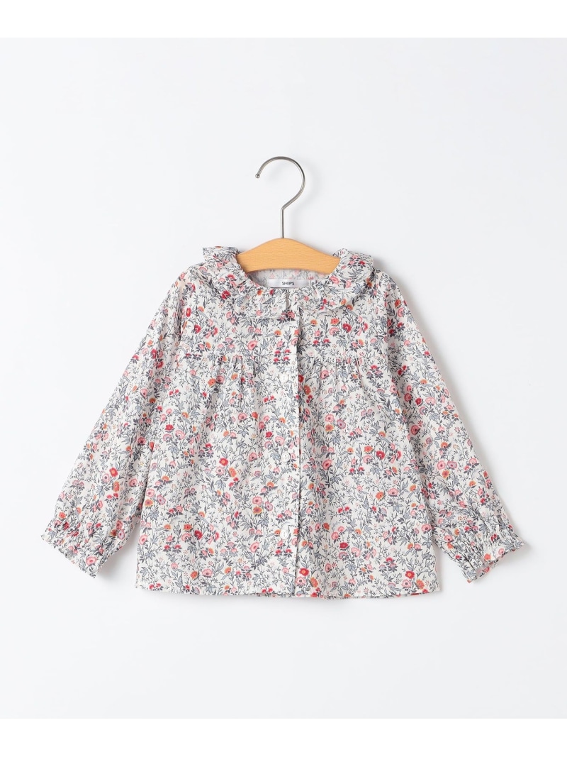 【SALE／30%OFF】SHIPS KIDS SHIPS KIDS:80~90cm / リバティ フリルカラー ブラウス シップス トップス シャツ・ブラウス ブルー ピンク【RBA_E】【送料無料】