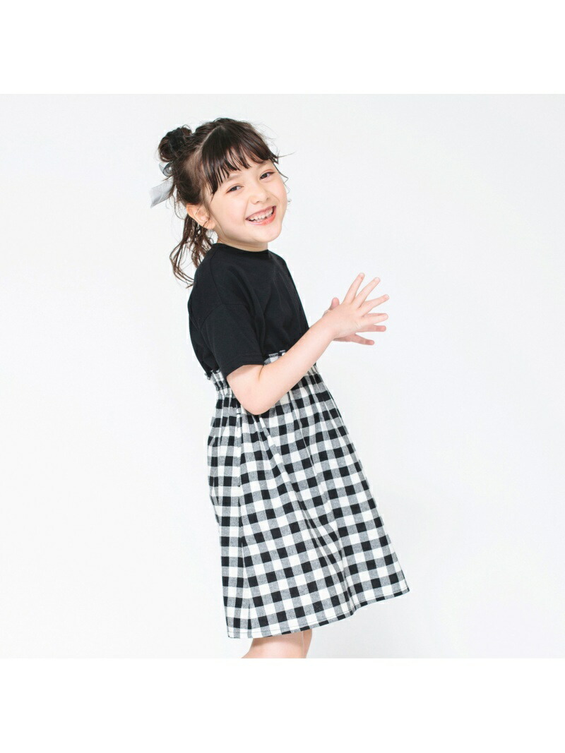 Branshes ドット柄 ギンガムチェックドッキングワンピース ブランシェス Branshes ドット柄 ギンガムチェックドッキングワンピース ブランシェス