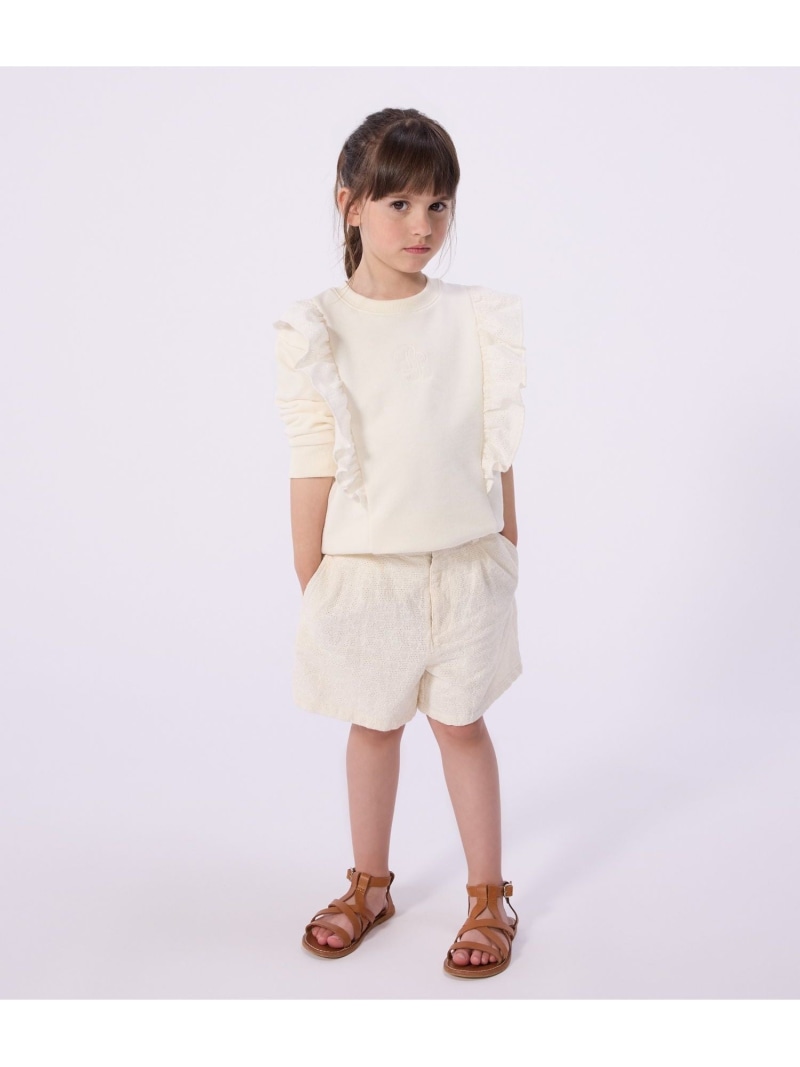 PETIT BATEAU 裏起毛スウェットプルオーバー プチバトー トップス スウェット・トレーナー 白いこと【貨物輸送無料】