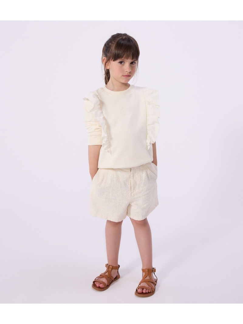 PETIT BATEAU 裏起毛スウェットプルオーバー プチバトー トップス スウェット・トレーナー 白いこと【貨物輸送無料】