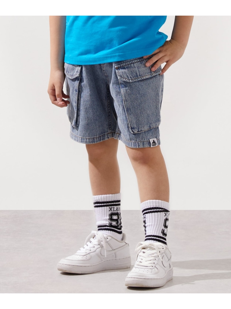 XLARGE KIDS ケミカルウォッシュ デニムカーゴハーフパンツ ナルミヤオンライン パンツ ジーンズ・デニムパンツ ブルー【送料無料】 8,690円