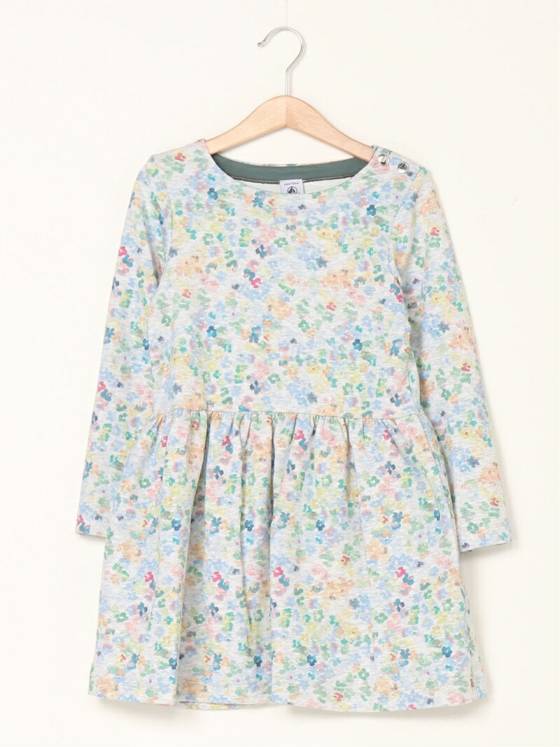 正規販売店 Petit キッズワンピース 送料無料 ワンピース プチバトー K プリント長袖ワンピース Bateau Cm6410 Www Tpp To Ru