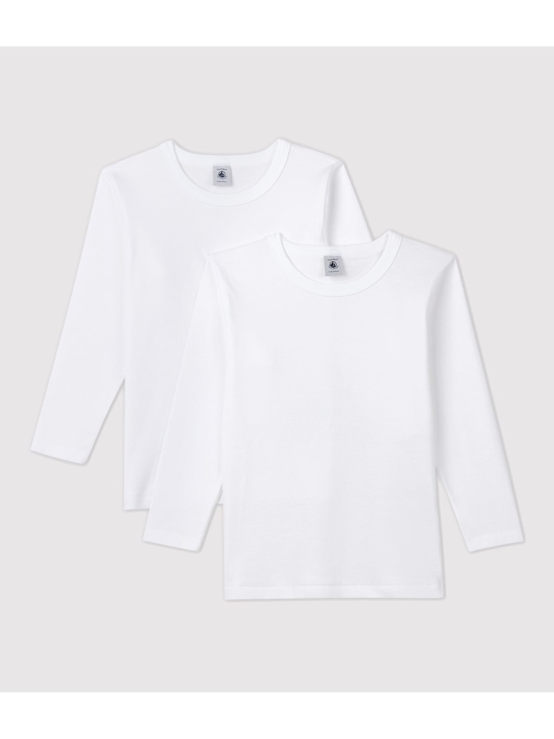 PETIT BATEAU ホワイト長袖Tシャツ2枚組 プチバトー インナー・ルームウェア その他のインナー・ルームウェア ホワイト【送料無料】