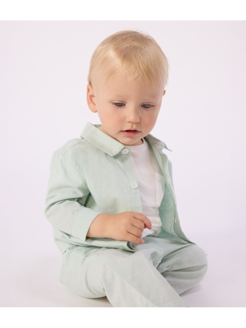 PETIT BATEAU 綿織物リネン長袖プルオーバー プチバトー トップス プルオーバー・トップ【貨物輸送無料】