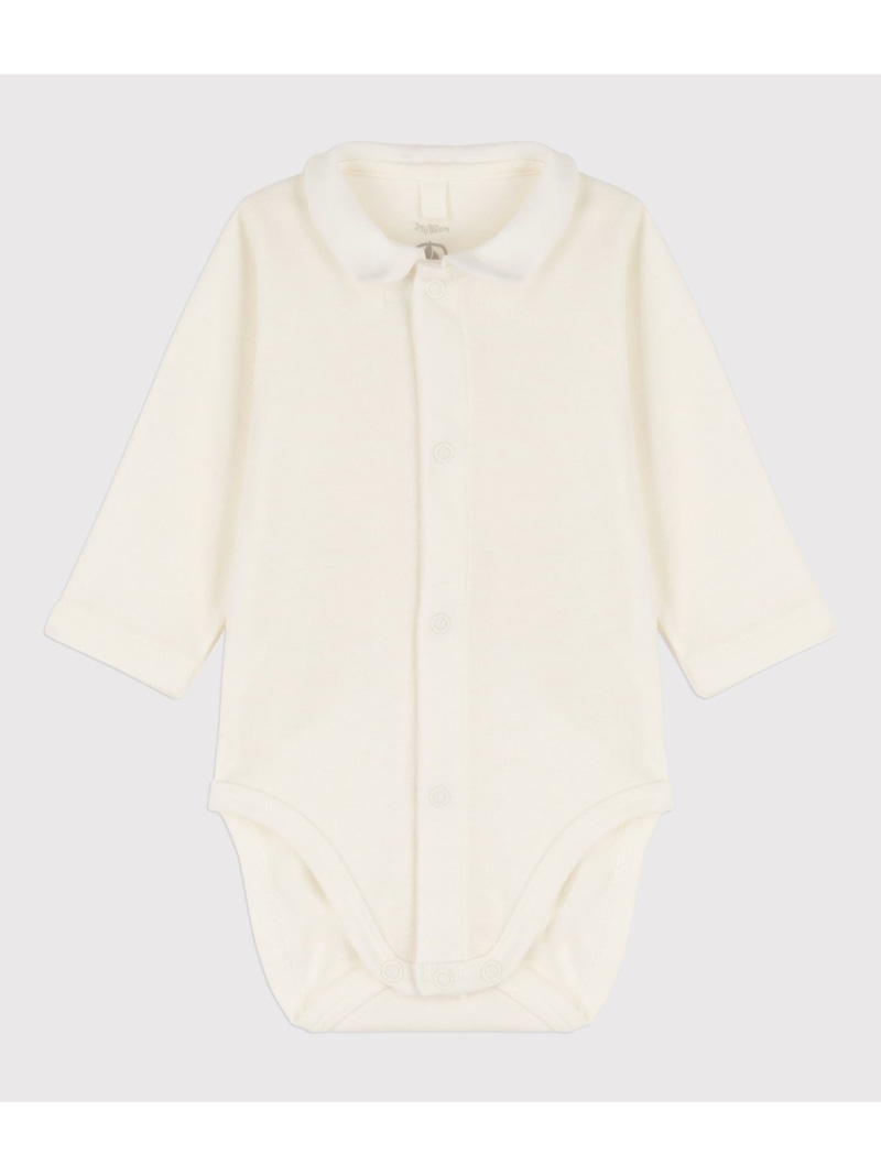 Petit Bateau プチバトー K 衿付きホワイト長袖ボディ マタニティー