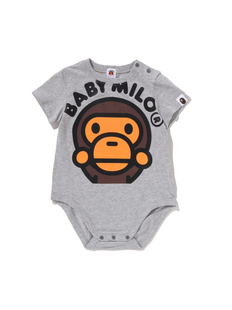 A BATHING APE BIG BABY MILO BODYSUIT ア ベイシング エイプ マタニティウェア・ベビー装置 ロンパース・取りまかなう櫂 薄墨色 オレンジ色 白いこと【貨物輸送無料】