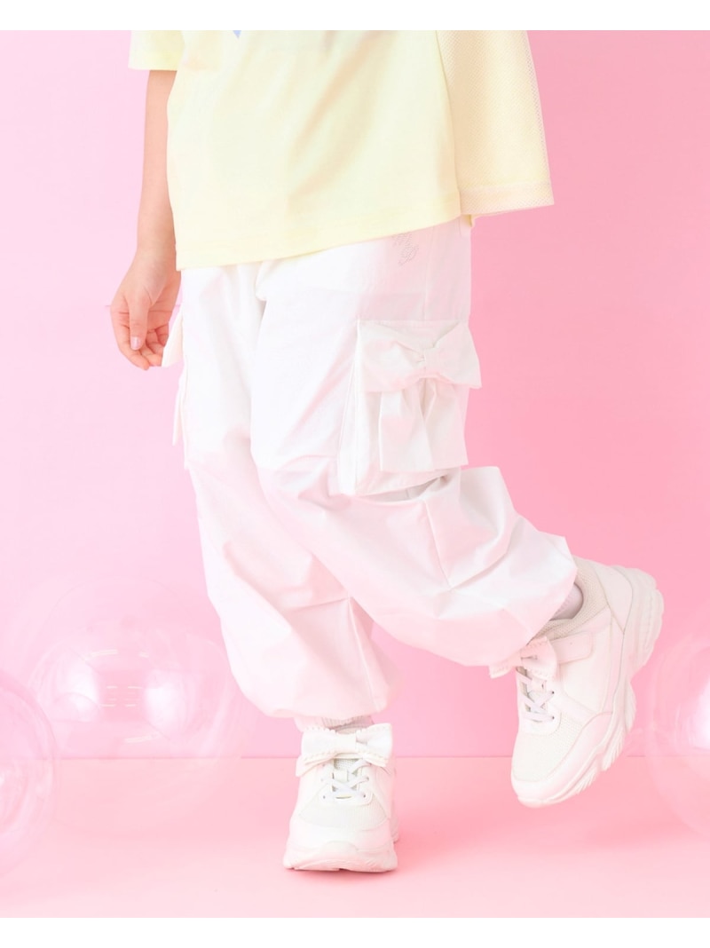 mezzo piano リボン カーゴパンツ ナルミヤオンライン パンツ カーゴパンツ ピンク ホワイト【送料無料】
