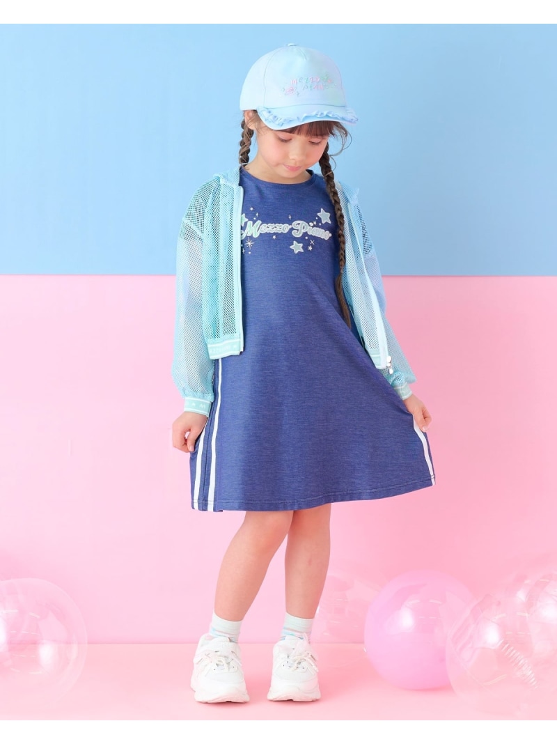 mezzo piano メッシュZIPパーカ &肩開きカットワンピースセット ナルミヤオンライン ワンピース・ドレス ワンピース グリーン パープル【送料無料】
