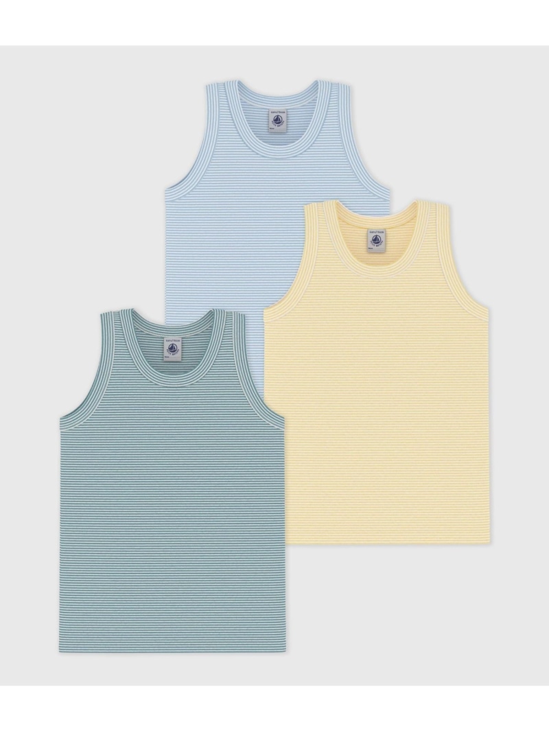 PETIT BATEAU ミラレタンクトップ3枚組 プチバトー インナー・ルームウェア その他のインナー・ルームウェア【送料無料】