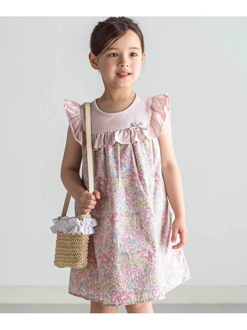 【SALE／20%OFF】Tartine et Chocolat 【日本製】【お一揃い】リバティ(SweetPeaLeaf)プリントタナローンスムースうつり変わり衣装(90~140糎) ベベ オンライン バス発着場 衣装・お召しもの 衣装 青色 サクラ色【RBA_E】【貨物輸送無料】