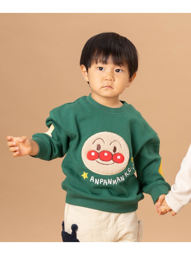 ANPANMAN KIDS COLLECTION ANPANMAN KIDS COLLECTION/(K)ボアお顔アップリケトレーナー アンパンマンキッズコレクション トップス スウェット・トレーナー グリーン ベージュ【送料無料】