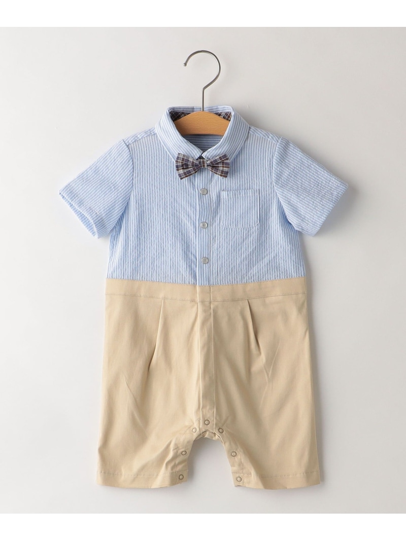 【SALE／40%OFF】SHIPS KIDS SHIPS KIDS:70~80cm / 蝶ネクタイ 半袖 ロンパース シップス マタニティウェア・ベビー用品 ロンパース・カバーオール ネイビー ベージュ【RBA_E】【送料無料】