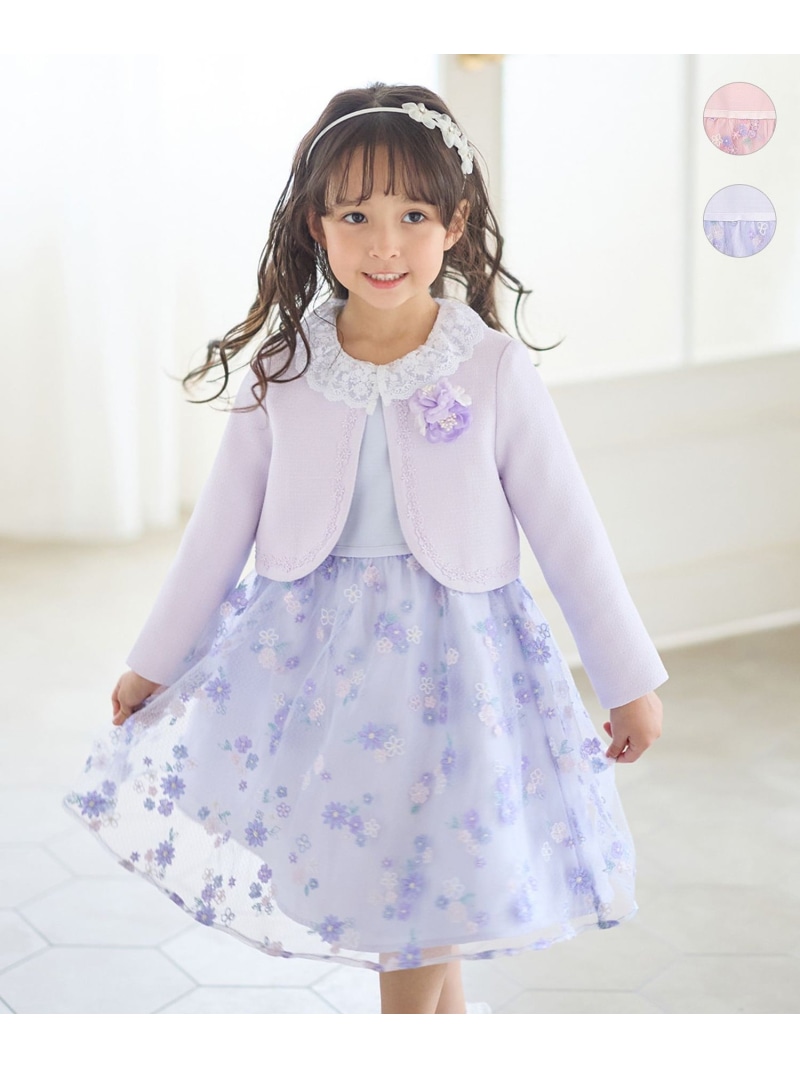 【SALE／20%OFF】ANY KIDS 花柄刺繍ワンピース エニィ ワンピース・ドレス ワンピース ピンク パープル【RBA_E】【送料無料】