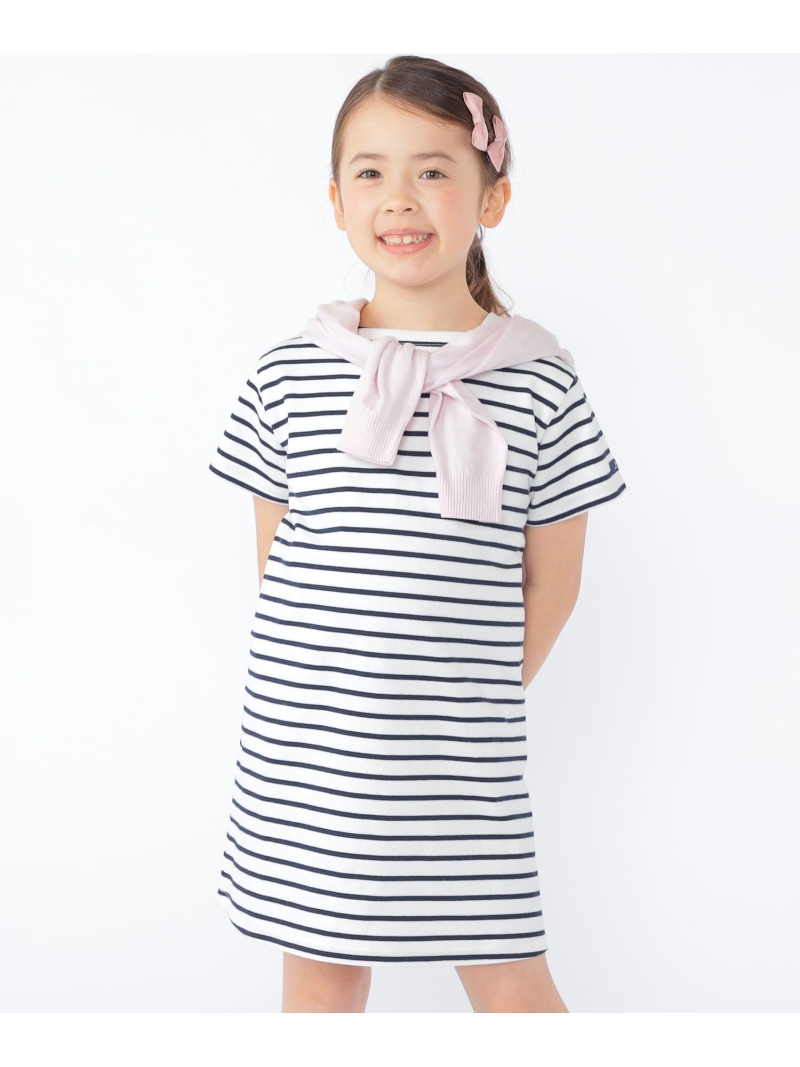 SHIPS KIDS SHIPS KIDS:100~130cm / ボーダー ワンピース シップス ワンピース・ドレス ワンピース ホワイト【送料無料】