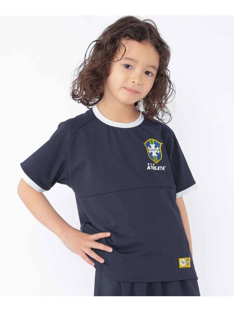 SHIPS KIDS 【SHIPS KIDS別注】ATHLETA:<UVカット>100~125cm /メッシュ Tシャツ シップス トップス カットソー・Tシャツ ホワイト ネイビー【先行予約】*【送料無料】