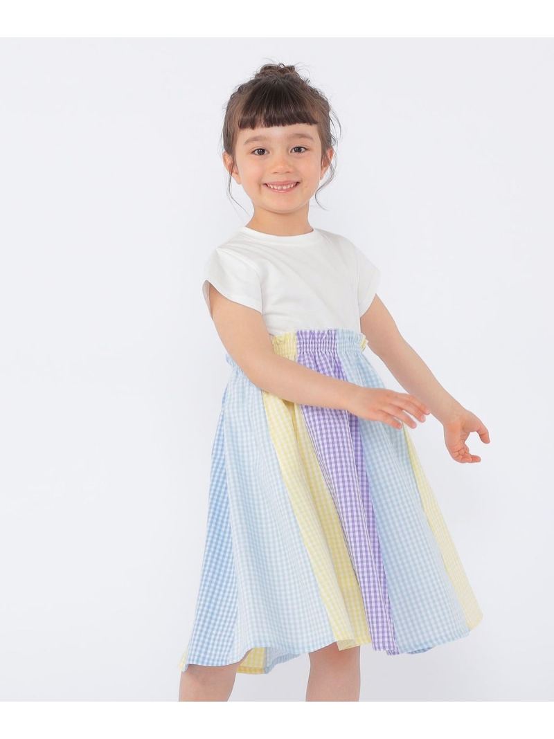 SHIPS KIDS SHIPS KIDS:100~130cm / パネル 切替 ワンピース シップス ワンピース・ドレス ワンピース ホワイト ブラック【送料無料】