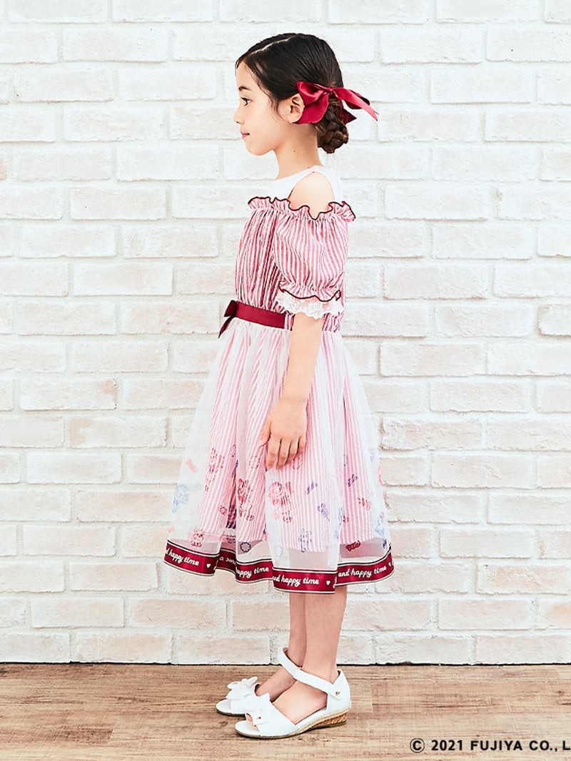 Axes Femme K ペコ ストライプ柄肩開きop アクシーズファム ワンピース キッズワンピース ブルー レッド 送料無料 Christine Coppin Com