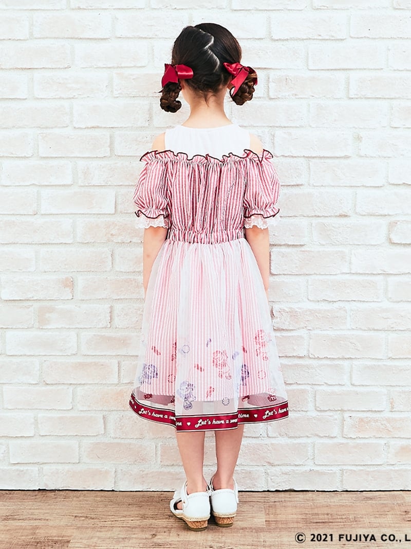 Axes Femme K ペコ ストライプ柄肩開きop アクシーズファム ワンピース キッズワンピース ブルー レッド 送料無料 Christine Coppin Com