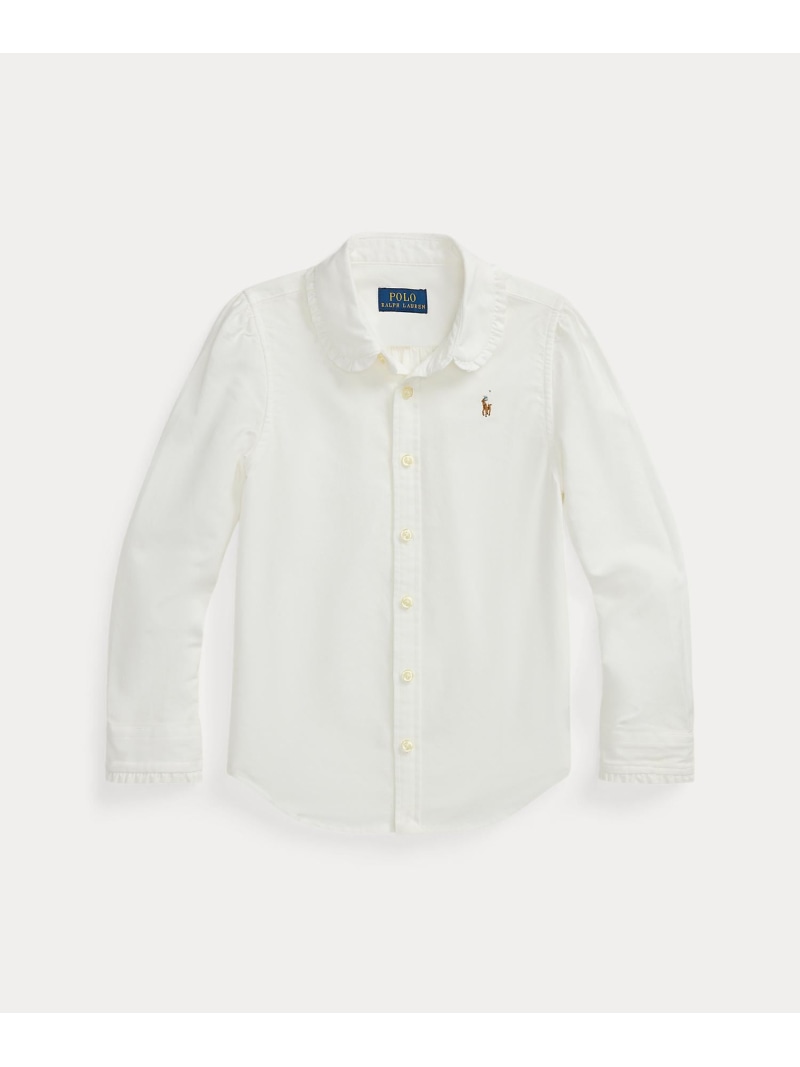 POLO RALPH LAUREN (ガールズ 2才~6才)フリル コットン オックスフォード シャツ ラルフローレン トップス シャツ・ブラウス ホワイト【送料無料】